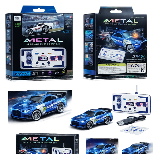 METAL RC Variable Speed Die-Cast Car (1:64 Scale) – 2.4GHz Remote Control Car with Lights & Auto Mode