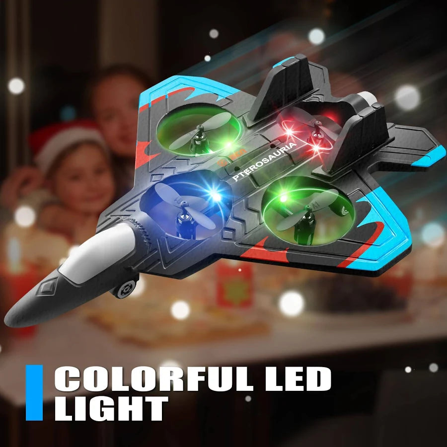RC Foam Jet Airplane for Kids – Remote Control Stunt Plane with LED Lights & 360° Flips