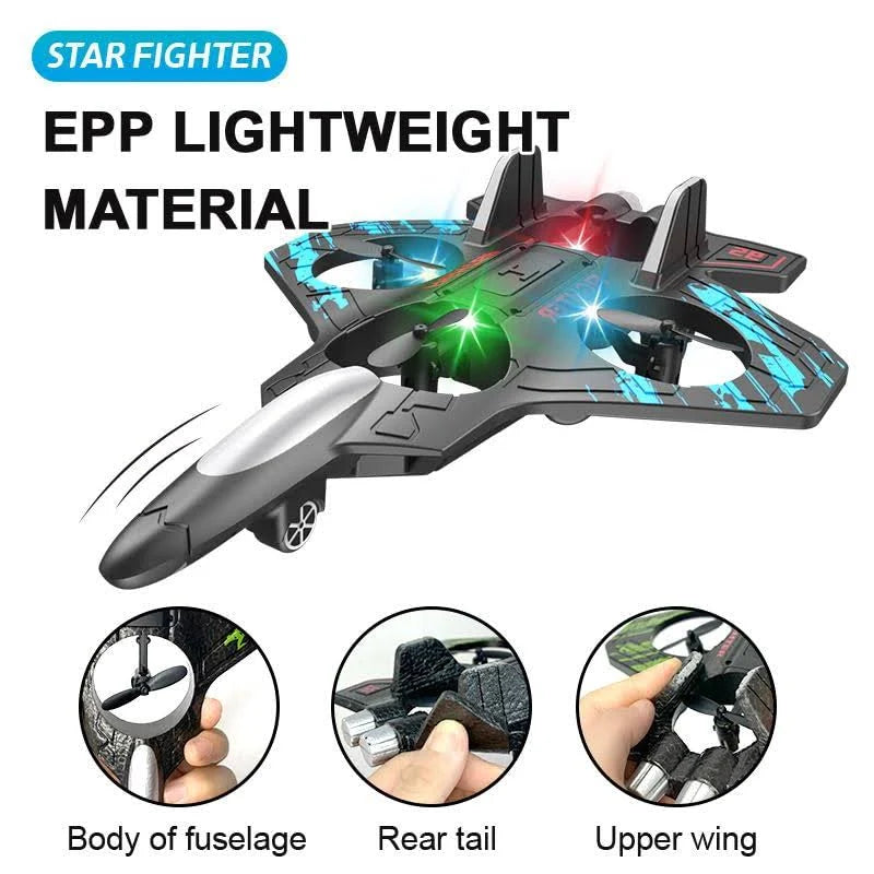 RC Foam Jet Airplane for Kids – Remote Control Stunt Plane with LED Lights & 360° Flips